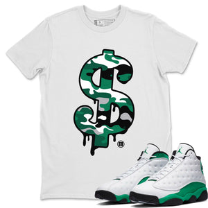 Dollar Camo Match White Tee Shirts | Lucky Green