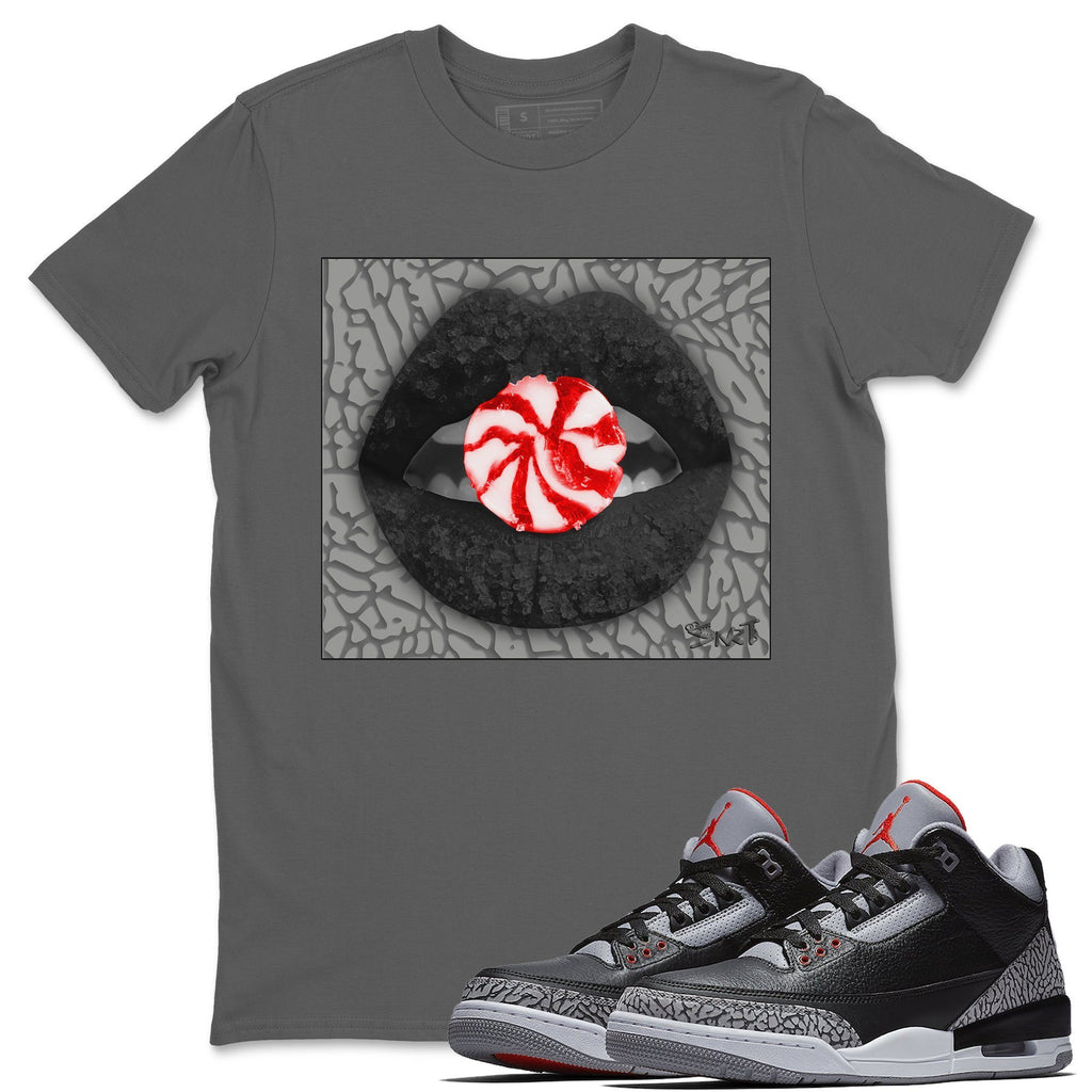 Lips Candy Match Cool Grey Tee Shirts | Black Cement