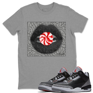 Lips Candy Match Heather Grey Tee Shirts | Black Cement