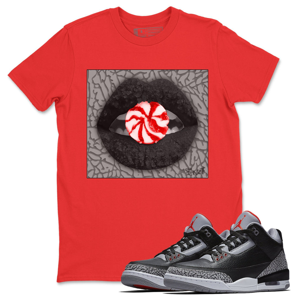 Lips Candy Match Red Tee Shirts | Black Cement