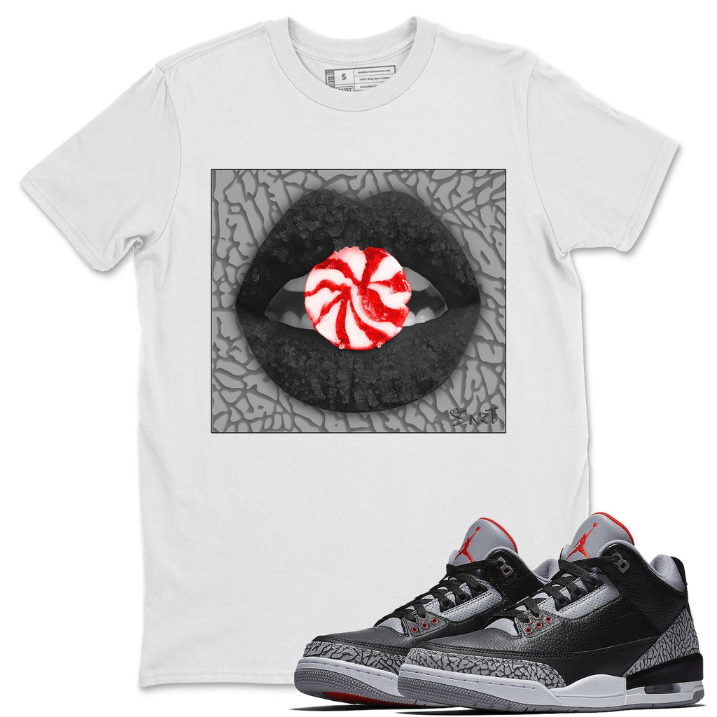 Lips Candy Match White Tee Shirts | Black Cement
