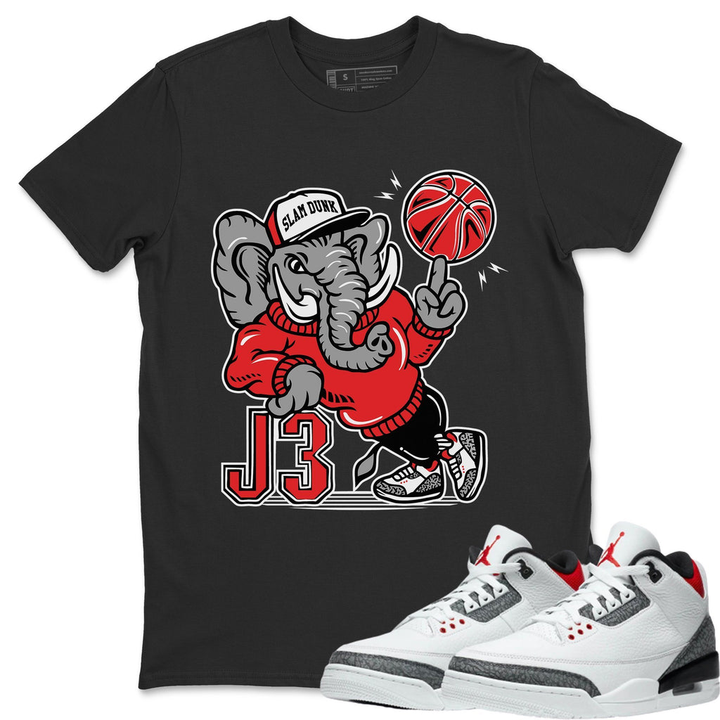 Elephant Match Black Tee Shirts | Fire Red