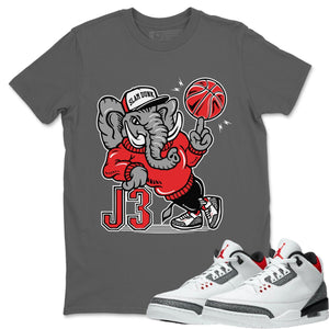 Elephant Match Cool Grey Tee Shirts | Fire Red