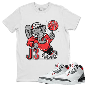 Elephant Match White Tee Shirts | Fire Red