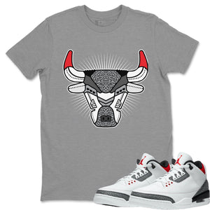 Bull Head Match Heather Grey Tee Shirts | Fire Red