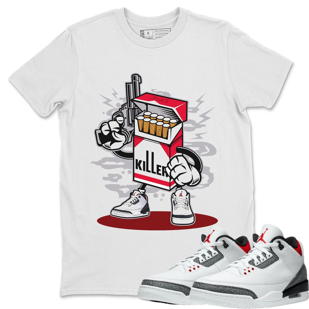 Killer Match White Tee Shirts | Fire Red