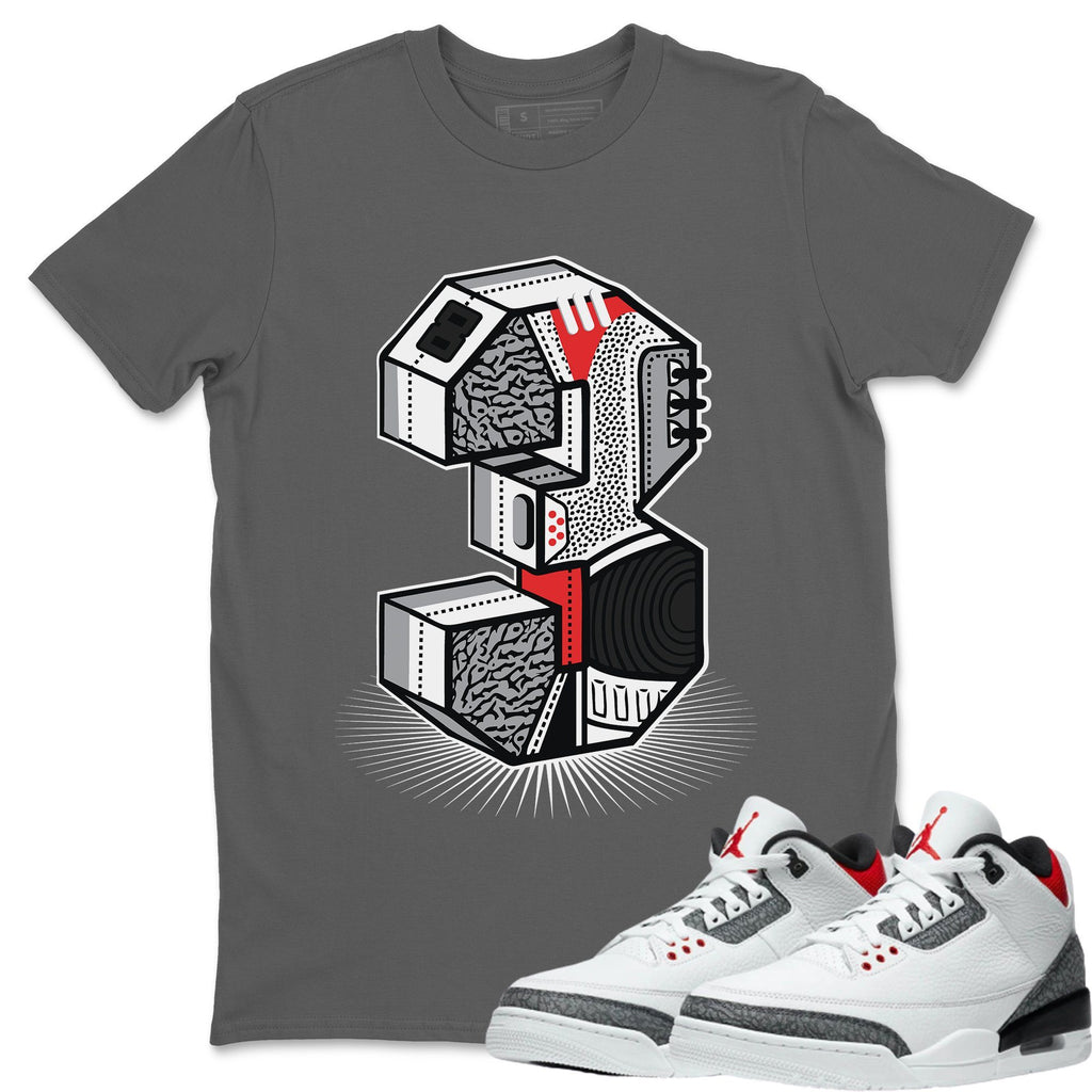 Three Statue Match Cool Grey Tee Shirts | Fire Red