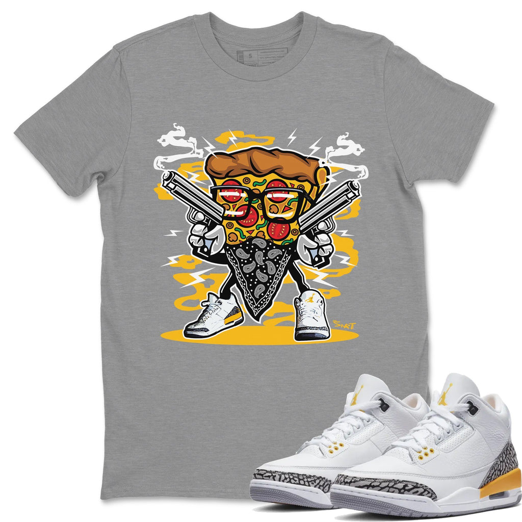 Pizza Man Match Heather Grey Tee Shirts | Laser Orange