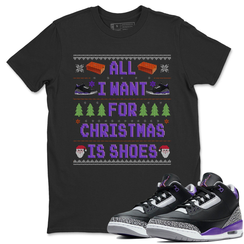 All I Want For Christmas Is Shoes Match Black Tee Shirts | Court Purple