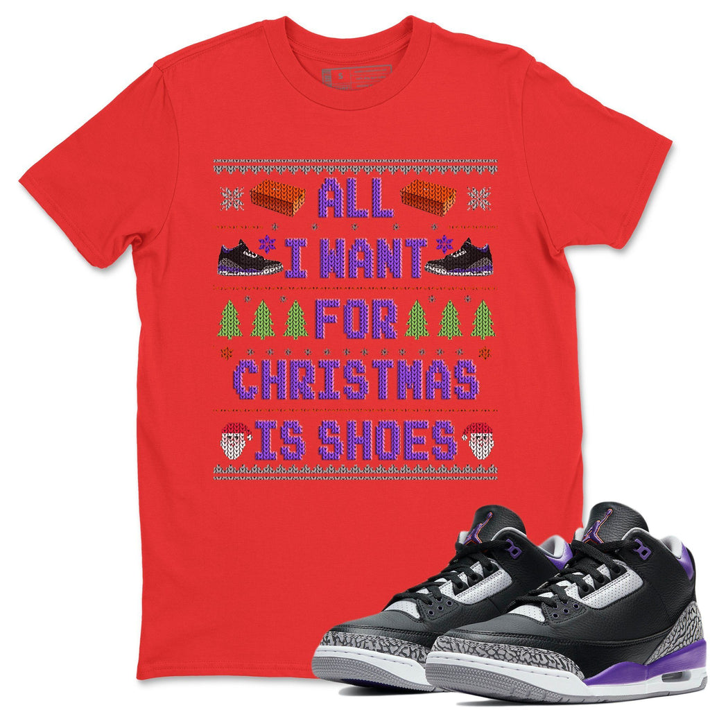 All I Want For Christmas Is Shoes Match Red Tee Shirts | Court Purple