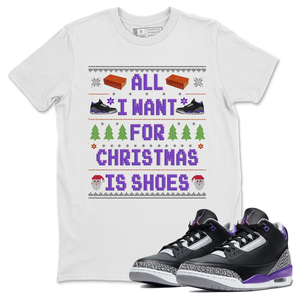 All I Want For Christmas Is Shoes Match White Tee Shirts | Court Purple