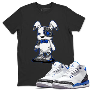 Cyborg Bunny Match Black Tee Shirts | Racer Blue