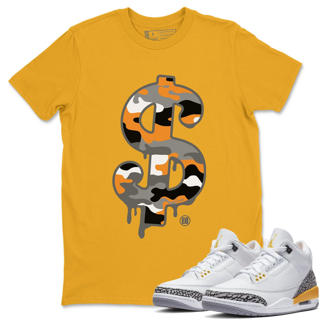 Dollar Camo Match Gold Tee Shirts | Laser Orange