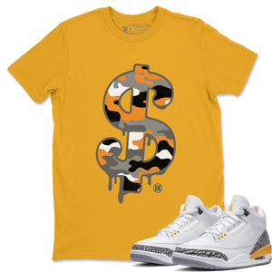 Dollar Camo Match Gold Tee Shirts | Laser Orange