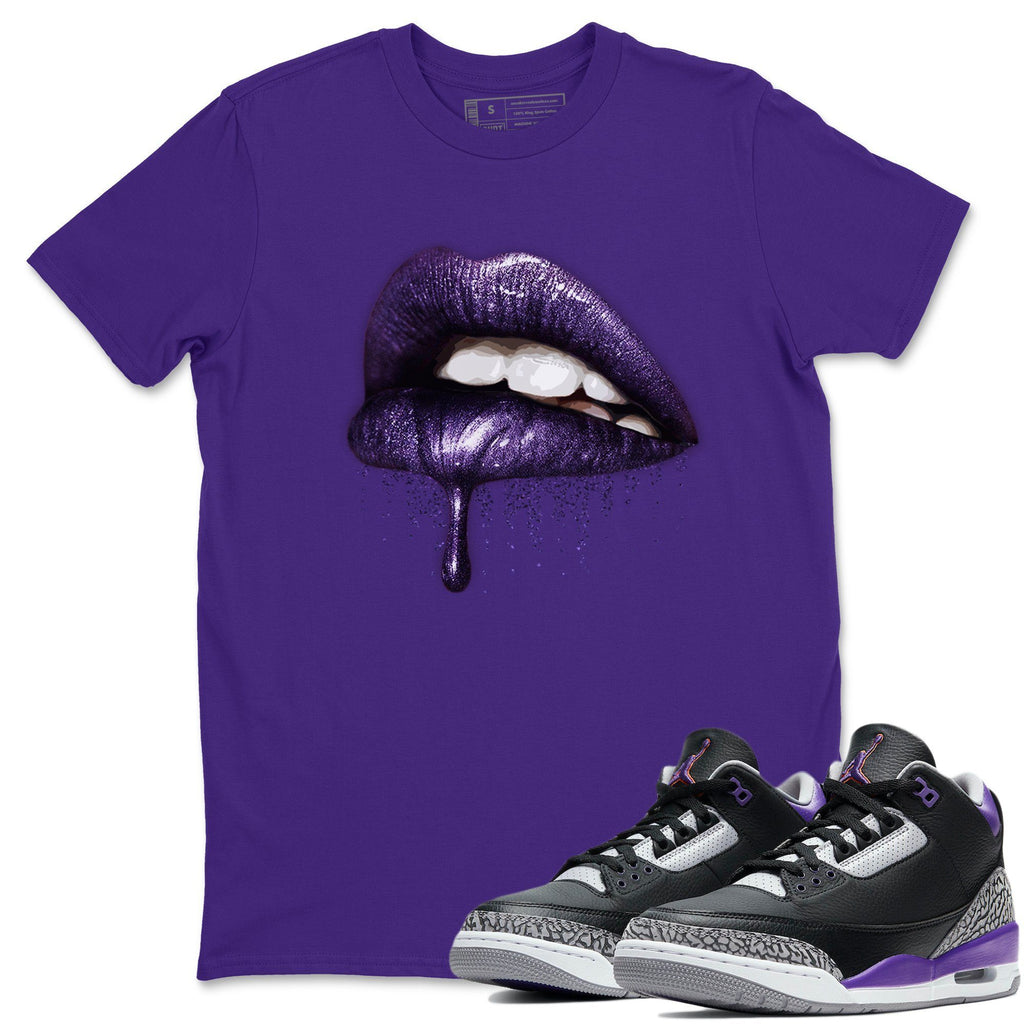 Dripping Lips Match Purple Tee Shirts | Court Purple