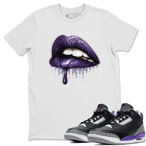 Dripping Lips Match White Tee Shirts | Court Purple