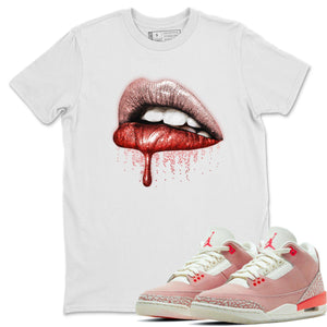 Dripping Lips Match White Tee Shirts | Rust Pink
