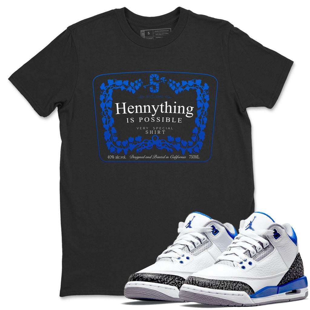 Hennything Match Black Tee Shirts | Racer Blue