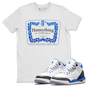 Hennything Match White Tee Shirts | Racer Blue