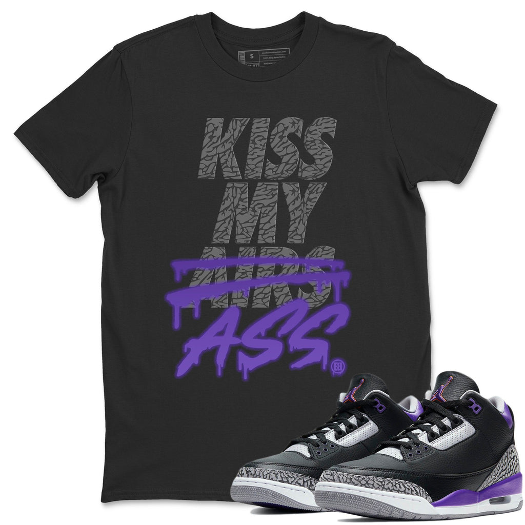 Kiss My Ass Match Black Tee Shirts | Court Purple