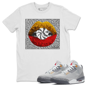 Lips Candy Match White Tee Shirts | Cool Grey