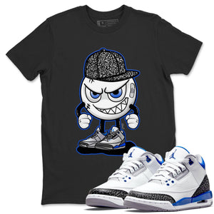 Mischief Emoji Match Black Tee Shirts | Racer Blue