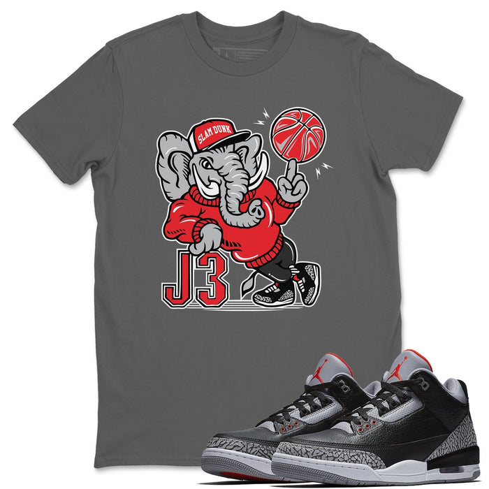 AJ3 Elephant Match Cool Grey Tee Shirts | Black Cement