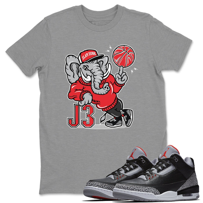 AJ3 Elephant Match Heather Grey Tee Shirts | Black Cement