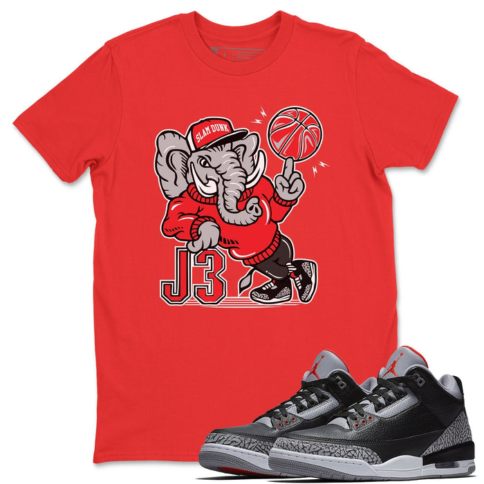 AJ3 Elephant Match Red Tee Shirts | Black Cement