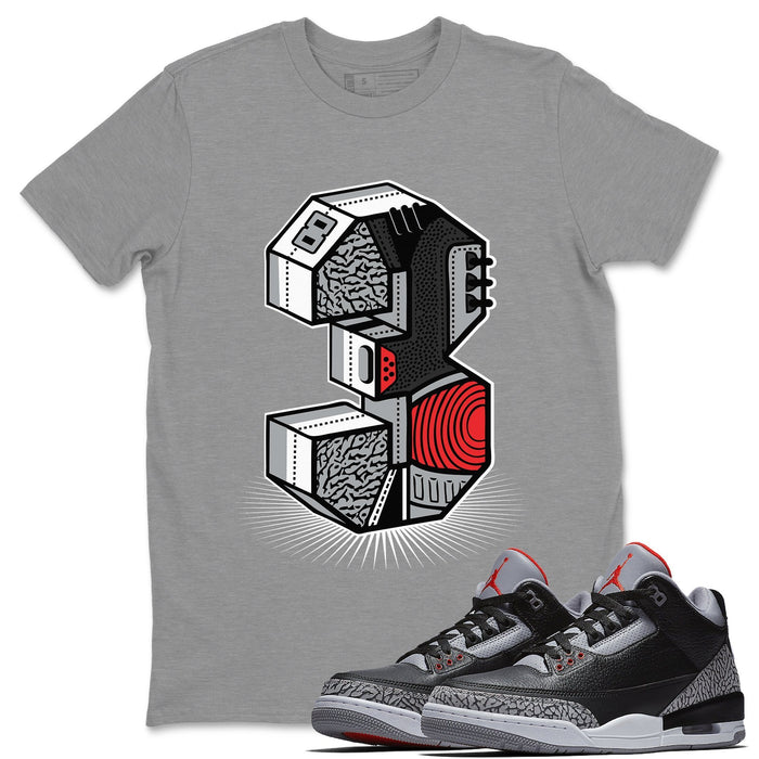 Three Statue Match Heather Grey Tee Shirts | Black Cement