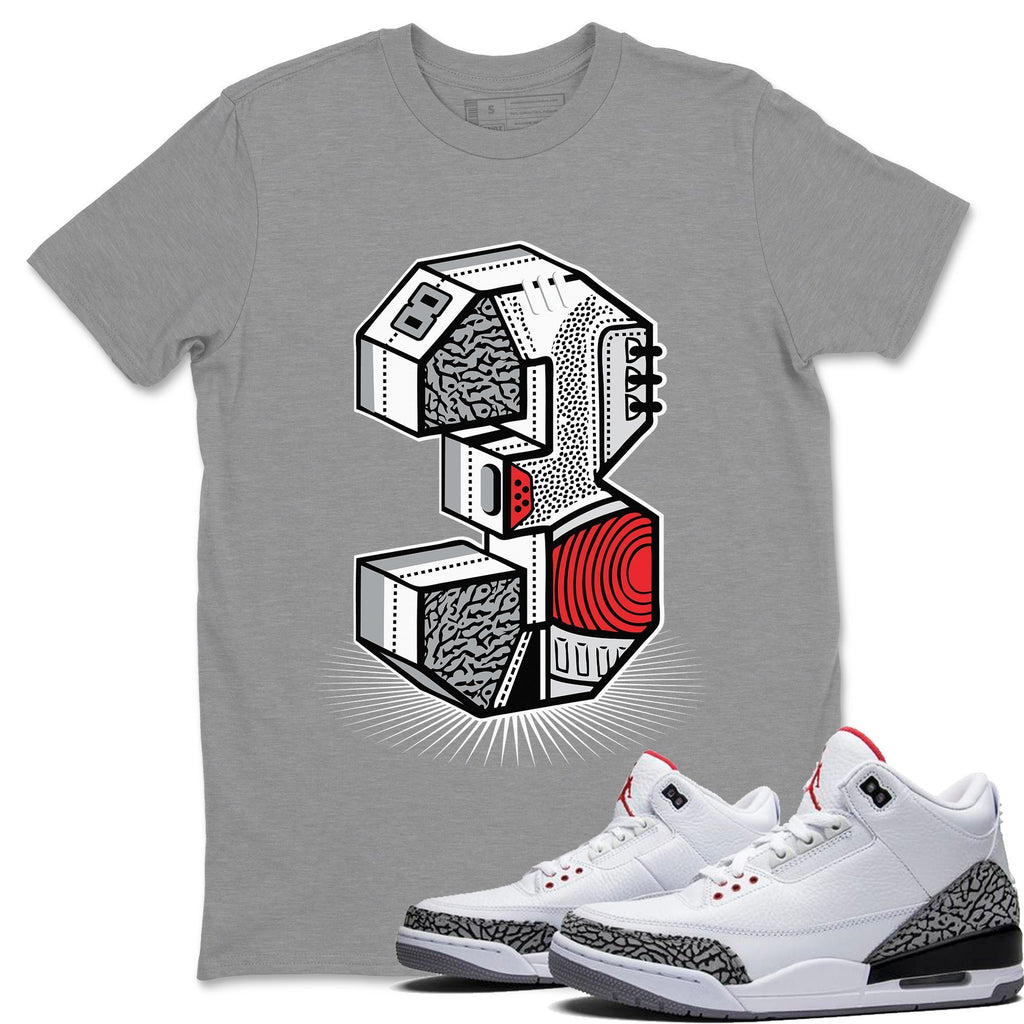 Three Statue Match Heather Grey Tee Shirts | White Cement