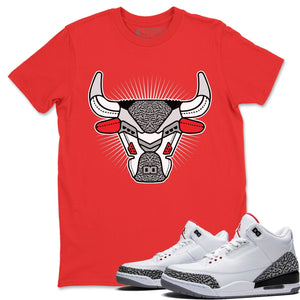 Bull Head Match Red Tee Shirts | White Cement