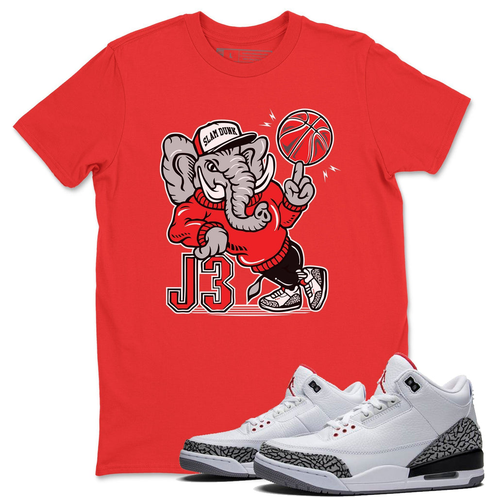 AJ3 Elephant Match Red Tee Shirts | White Cement