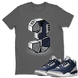 Three Statue Match Cool Grey Tee Shirts | Midnight Navy