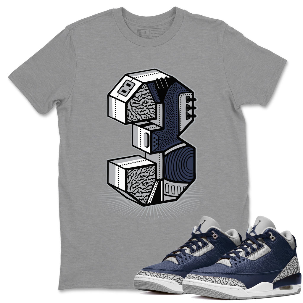 Three Statue Match Heather Grey Tee Shirts | Midnight Navy