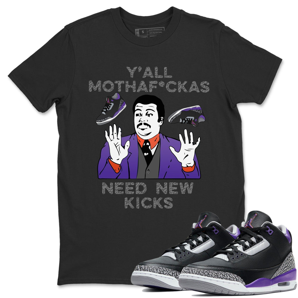 Y'all Need New Kicks Match Black Tee Shirts | Court Purple