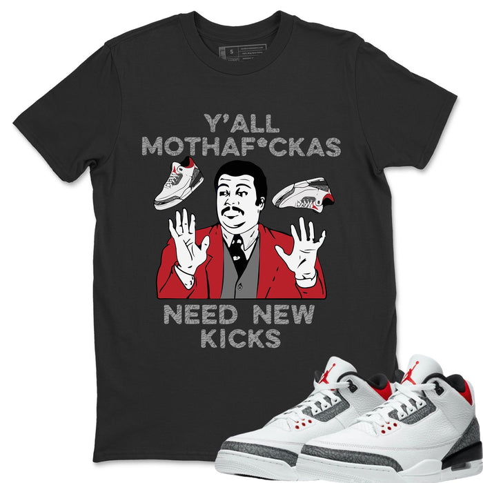 Y'all Need New Kicks Match Black Tee Shirts | Fire Red