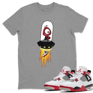 Alien Match Heather Grey Tee Shirts | Fire Red