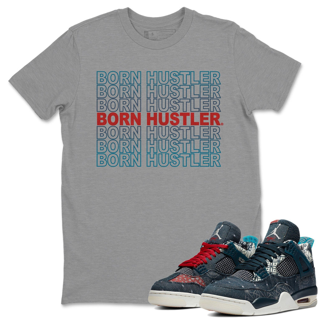 Born Hustler Match Heather Grey Tee Shirts | Deep Ocean