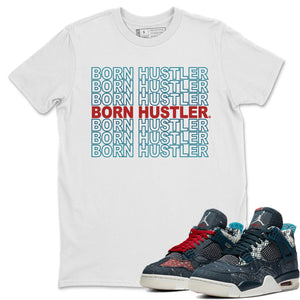 Born Hustler Match White Tee Shirts | Deep Ocean