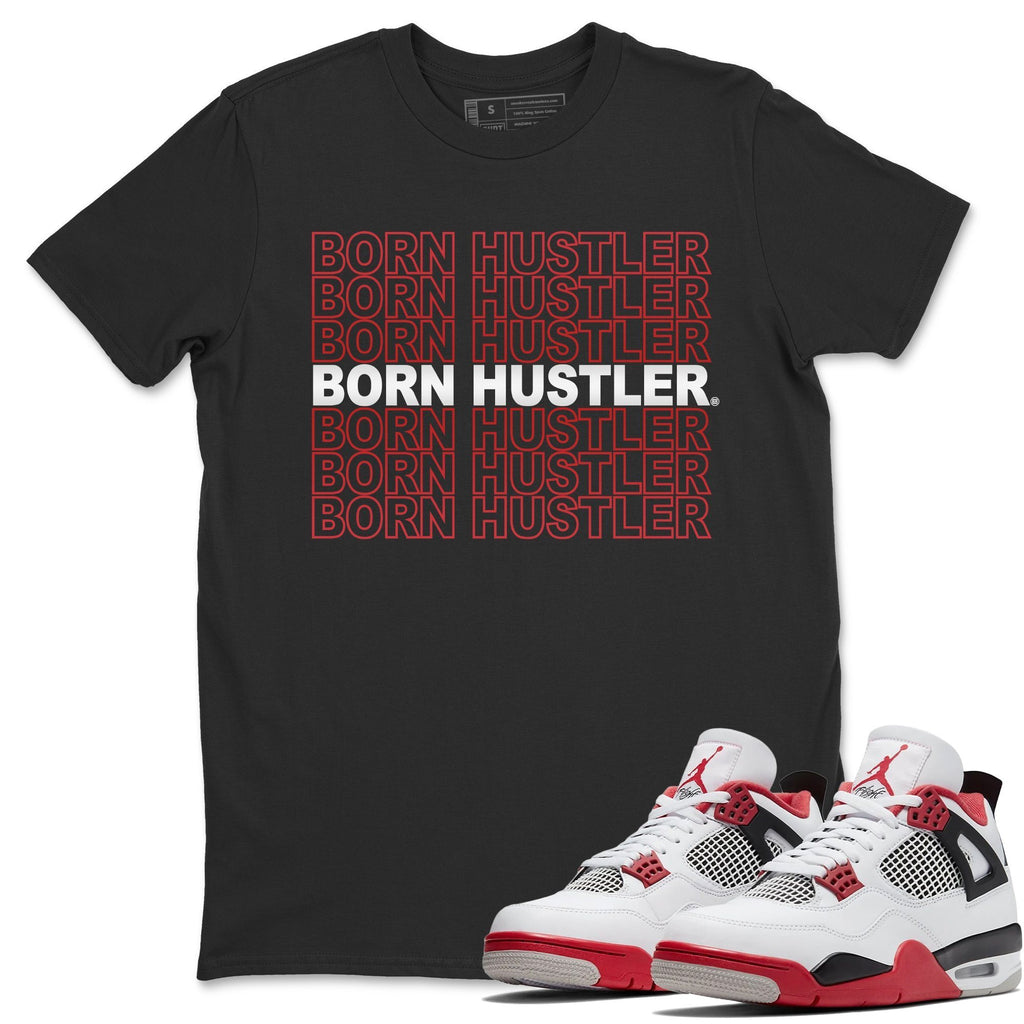 Born Hustler Match Black Tee Shirts | Fire Red