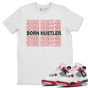 Born Hustler Match White Tee Shirts | Fire Red