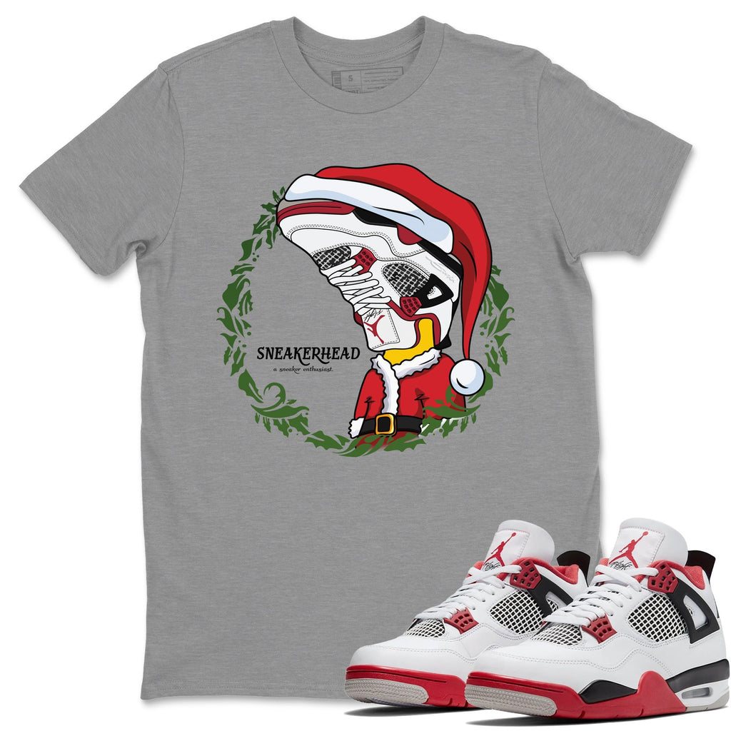 Christmas Sneakerhead Match Heather Grey Tee Shirts | Fire Red