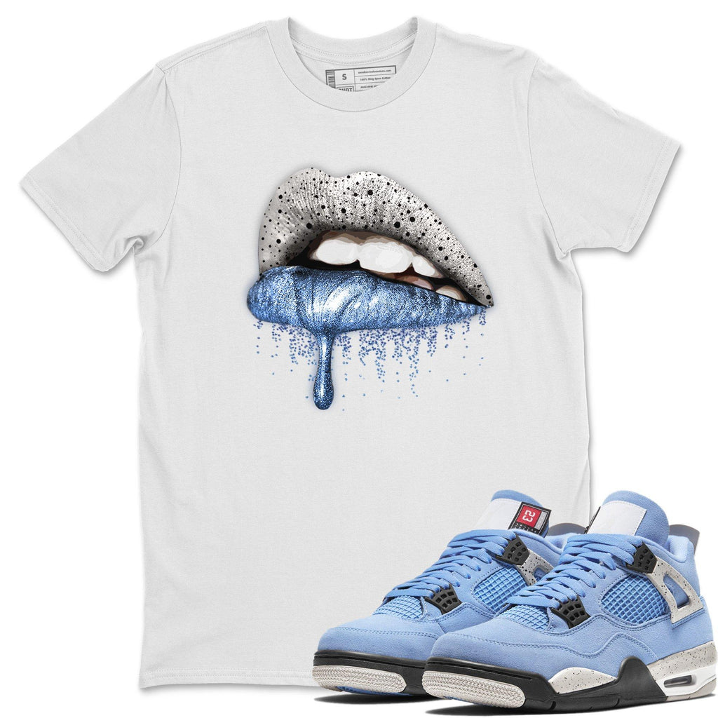 Dripping Lips Match White Tee Shirts | University Blue