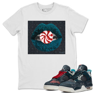 Lips Candy Match White Tee Shirts | Deep Ocean