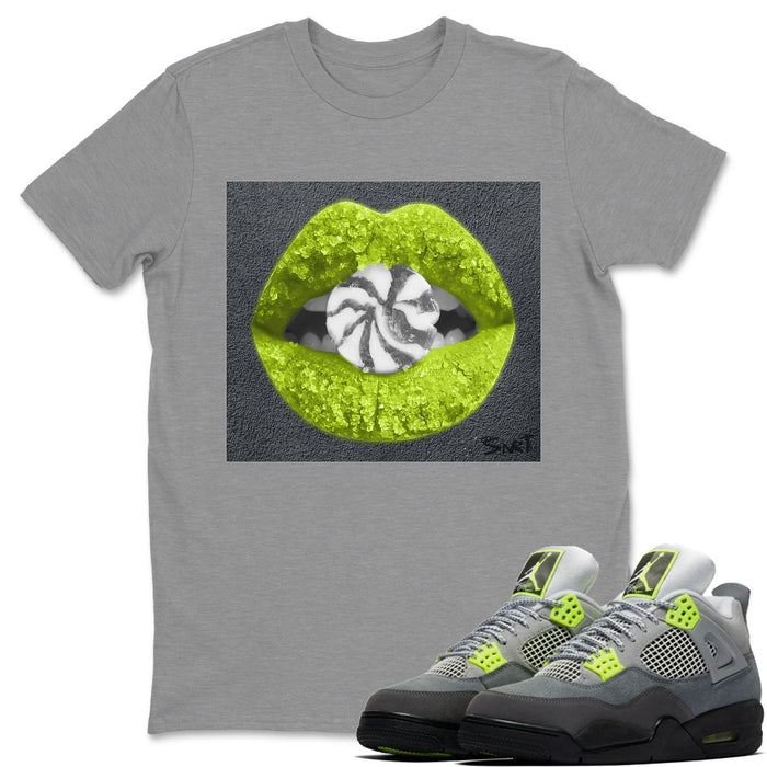 Lips Candy Match Heather Grey Tee Shirts | '95 Neon