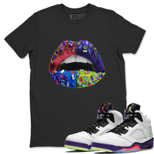 Lips Jewel Match Black Tee Shirts | Ghost Green