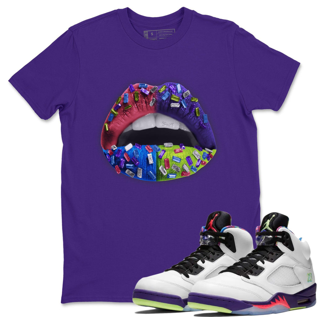 Lips Jewel Match Purple Tee Shirts | Ghost Green