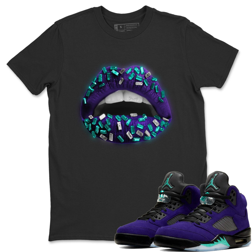 Lips Jewel Match Black Tee Shirts | Purple Grape