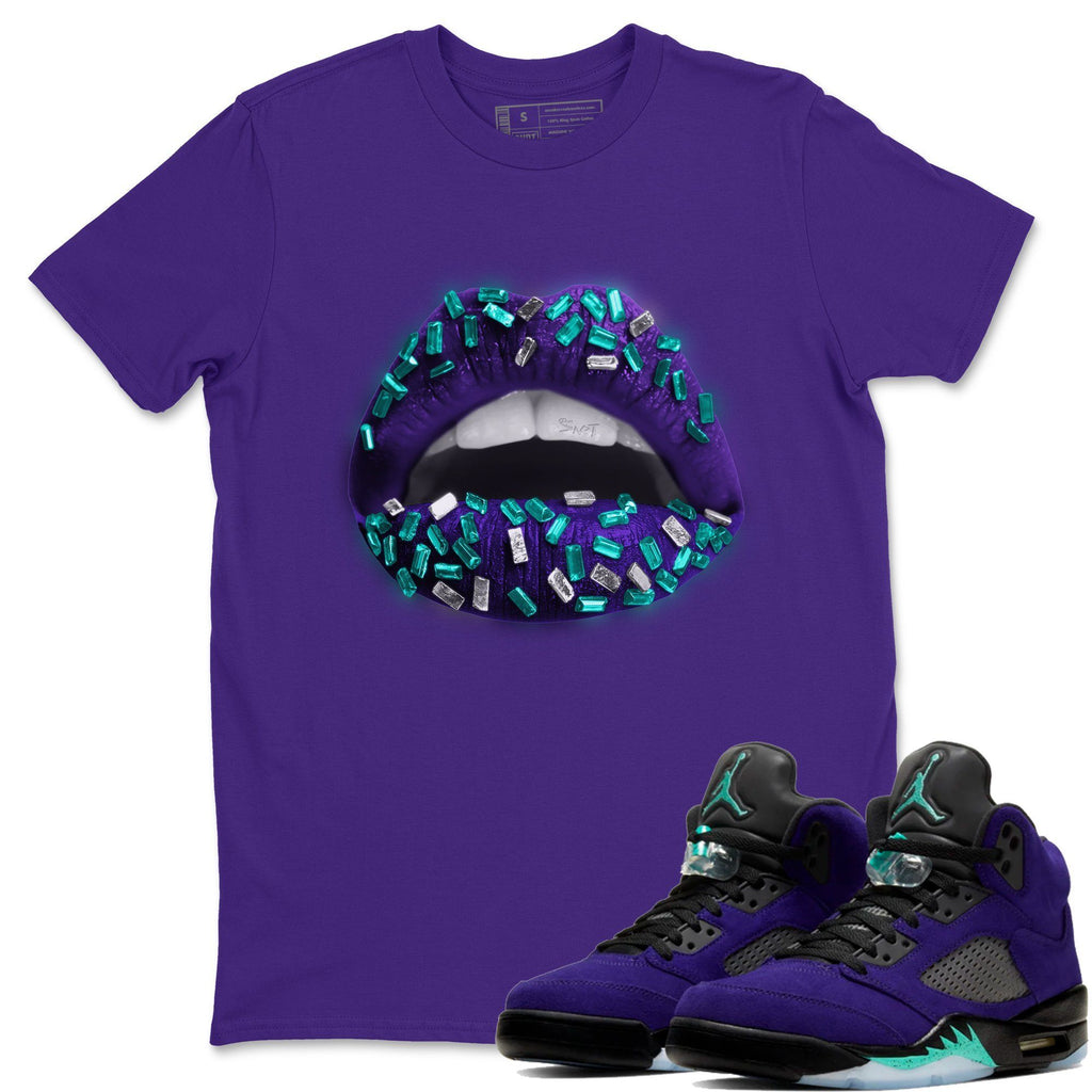 Lips Jewel Match Purple Tee Shirts | Purple Grape